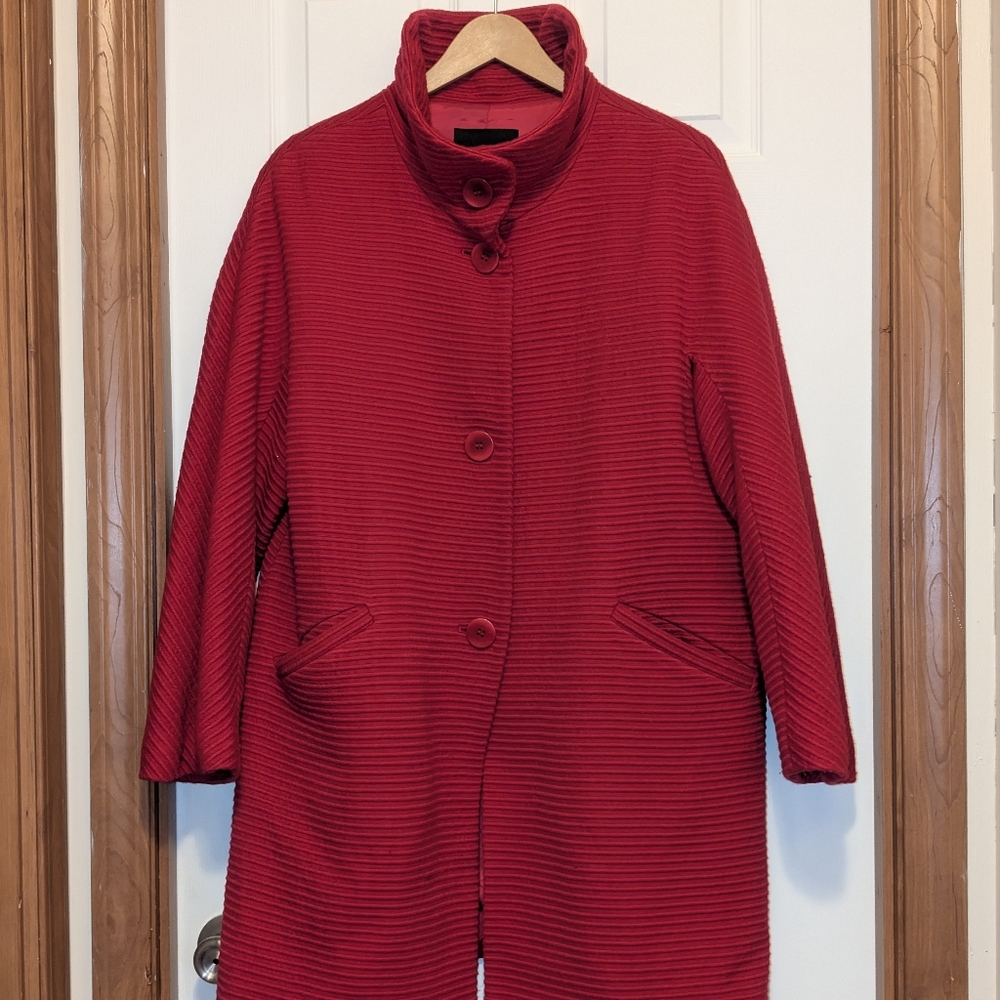 Talbots Women's Dark Pink Button-Up Coat